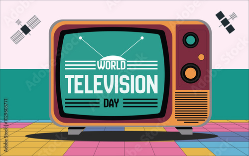 World television day unique design templet tv set