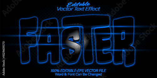 Faster Vector Text Effect Editable Alphabet Red Speed Race Car Sport Drive