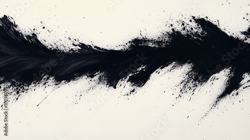 Black Paint Splatter on White Background 