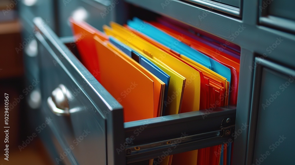 a drawer with files and folders in it a drawer with files and folders in it