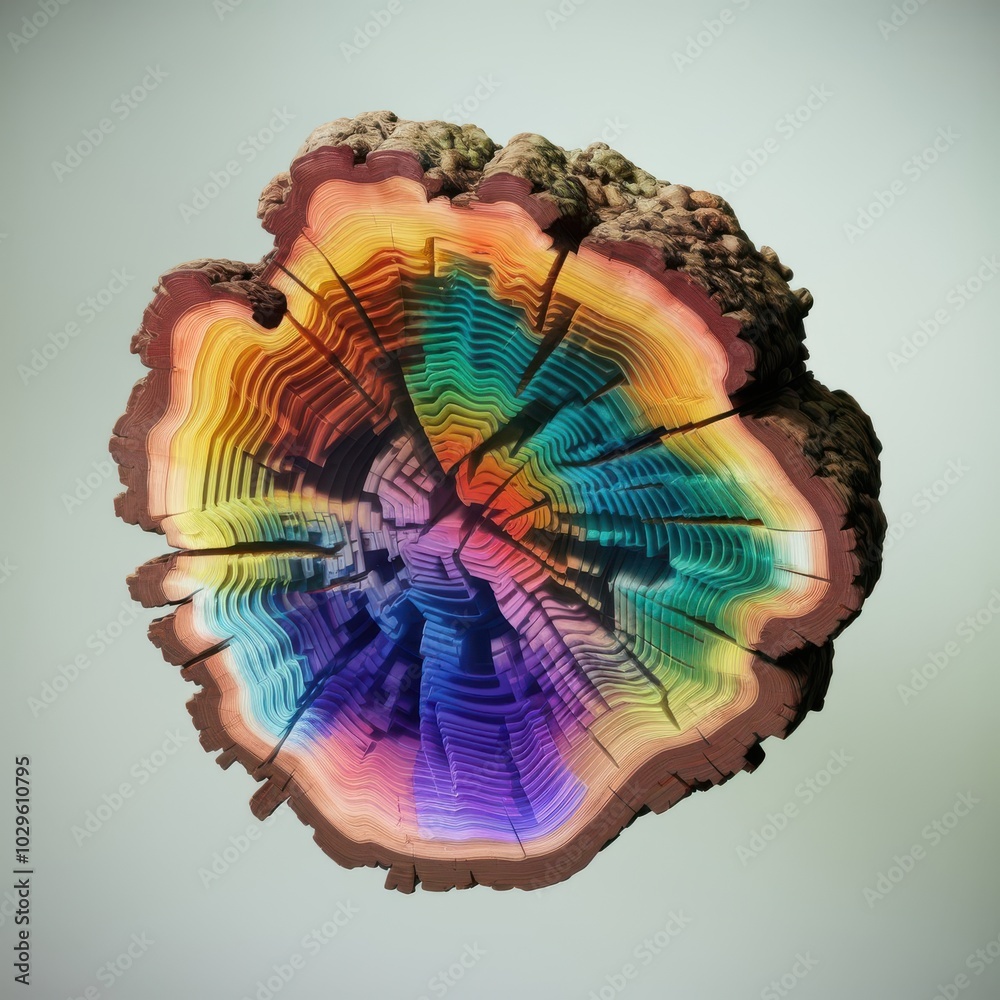 piece of wood with rainbow colored pattern piece of wood with rainbow colored pattern