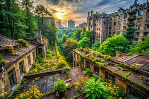 Urban Exploration: Aforrestation in Abandoned Cityscapes photo