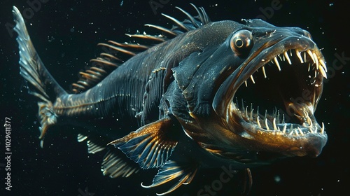 A Deep-Sea Fangtooth Fish with its Mouth Agaped photo