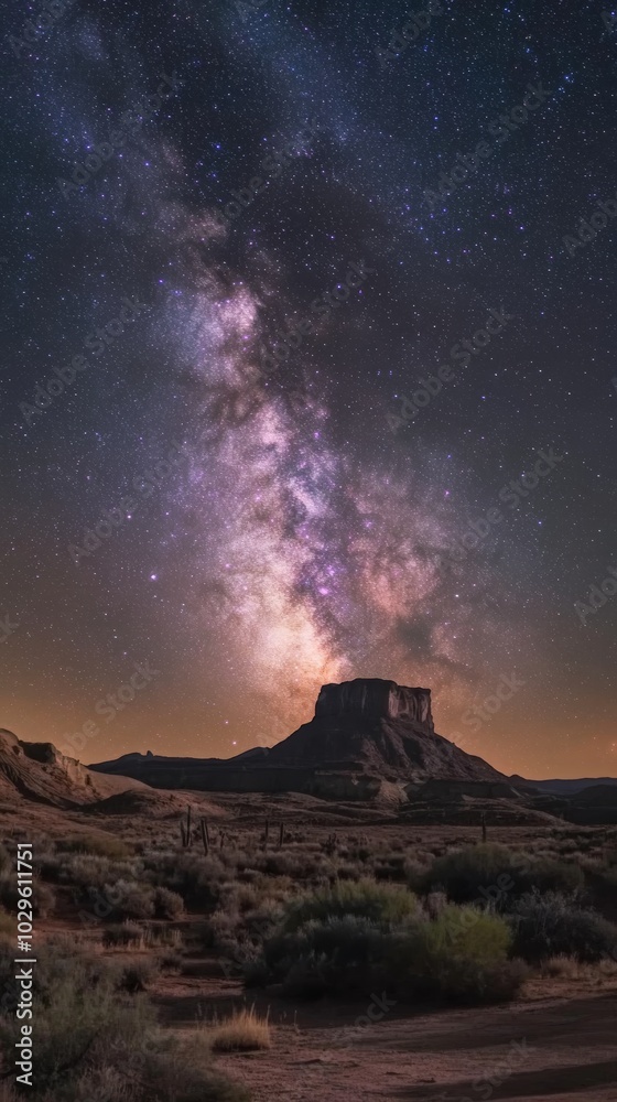 Time-Lapse of Milky Way Over Desert. Celestial Sky and Stars. Time-Lapse of Milky Way Over Desert. Celestial Sky and Stars.