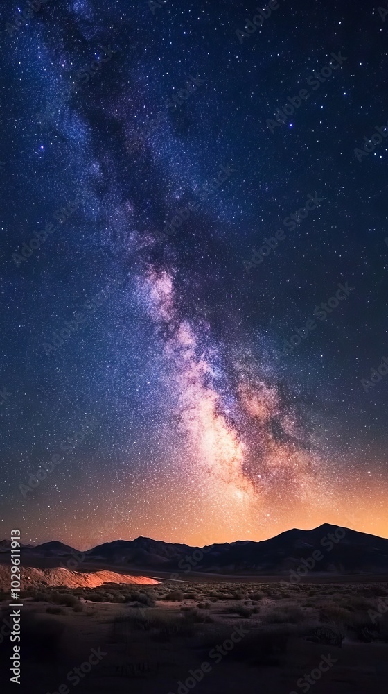 Time-Lapse of Milky Way Over Desert. Celestial Sky and Stars. Time-Lapse of Milky Way Over Desert. Celestial Sky and Stars.