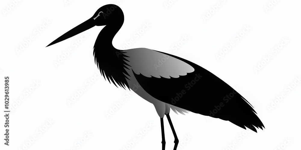 Fototapeta premium Vector Stork Silhouette Isolated on White Background for Nature and Wildlife Illustrations