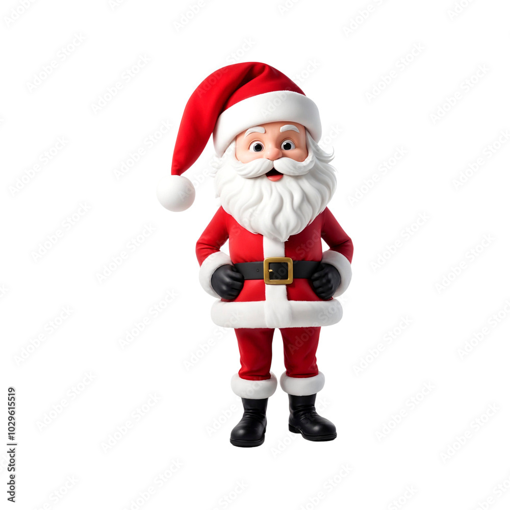 Cute Santa Claus 3d character on transparent background isolated. Christmas Santa in red suit png Cute Santa Claus 3d character on transparent background isolated. Christmas Santa in red suit png