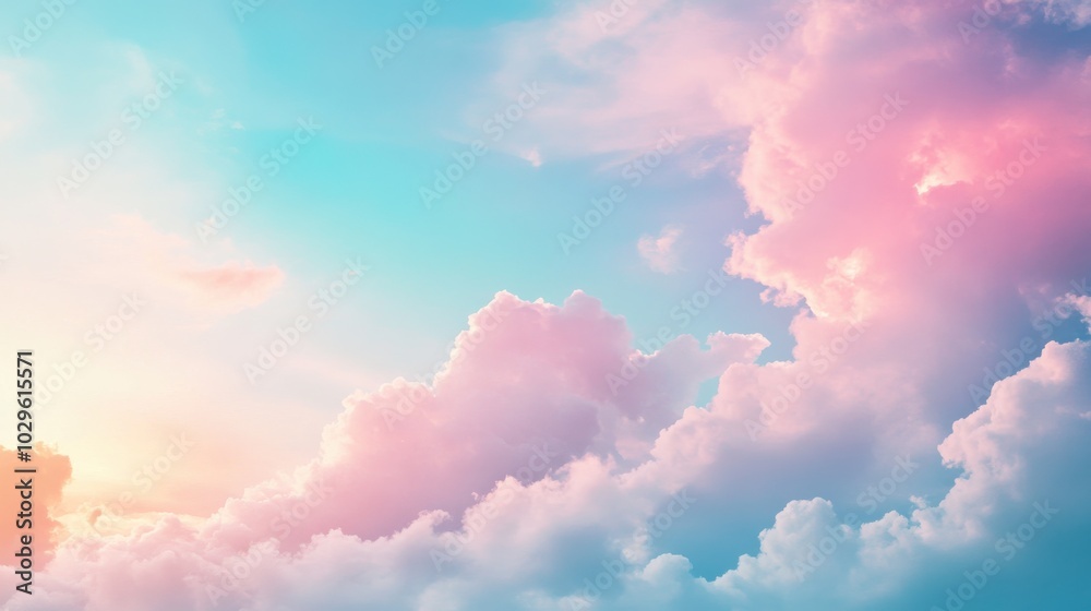 A serene sky filled with soft, colorful clouds at sunset, evoking tranquility and beauty. A serene sky filled with soft, colorful clouds at sunset, evoking tranquility and beauty.