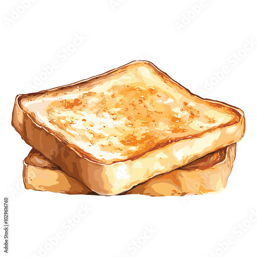 toast in watercolor illustration style, isolated vector on white background