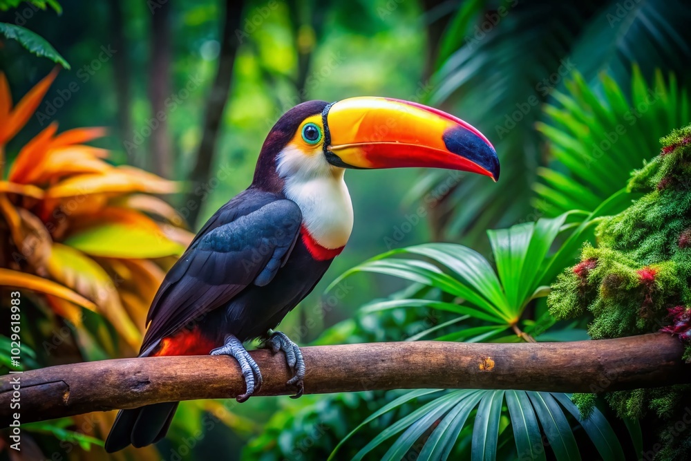 Vibrant Toucan Portrait in a Lush Zoo Forest Environment - Stunning Bird Photography Vibrant Toucan Portrait in a Lush Zoo Forest Environment - Stunning Bird Photography
