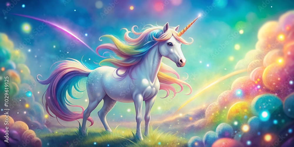 Vibrant Vector Cartoon Unicorn Sketch with High Depth of Field for Fantasy Illustrations Vibrant Vector Cartoon Unicorn Sketch with High Depth of Field for Fantasy Illustrations