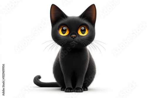 Cute Burmese Cat: A Burmese cat with its sleek, dark coat and golden eyes sitting with a curious expression against a white background.