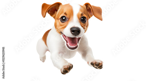 jack russell terrier, happy running jumping, isolated, transparent, png background