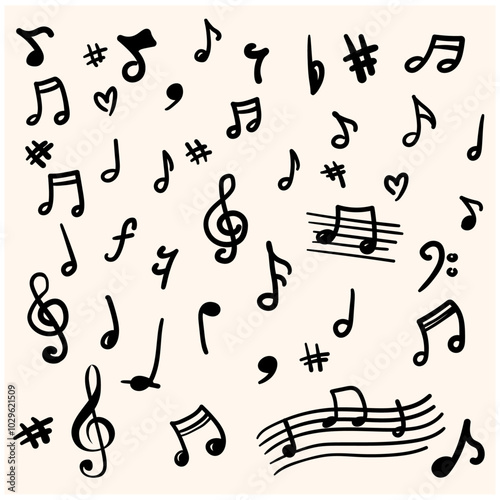 Music notes on a background cream