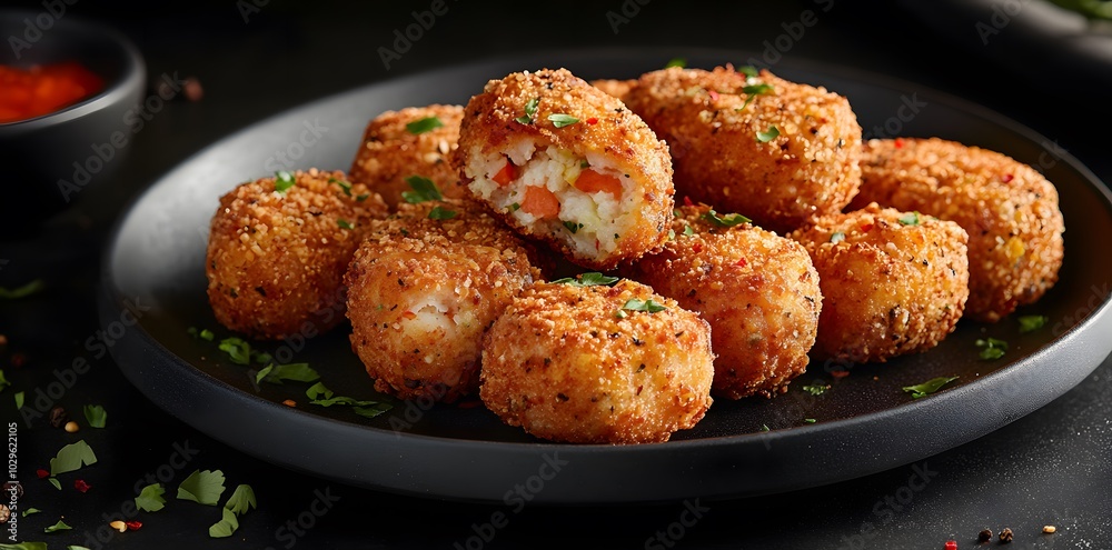 Patties carrots and dill dish on a plate
