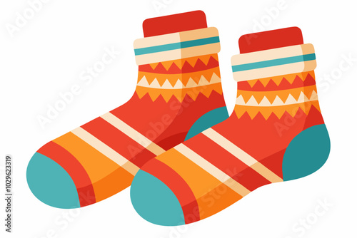 Winter knitted woolen socks on a white background