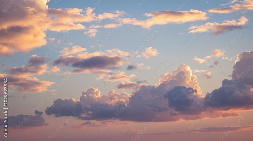 Obraz premium sky with clouds, sky and clouds, scenic view of clouds in the sky, golden hour