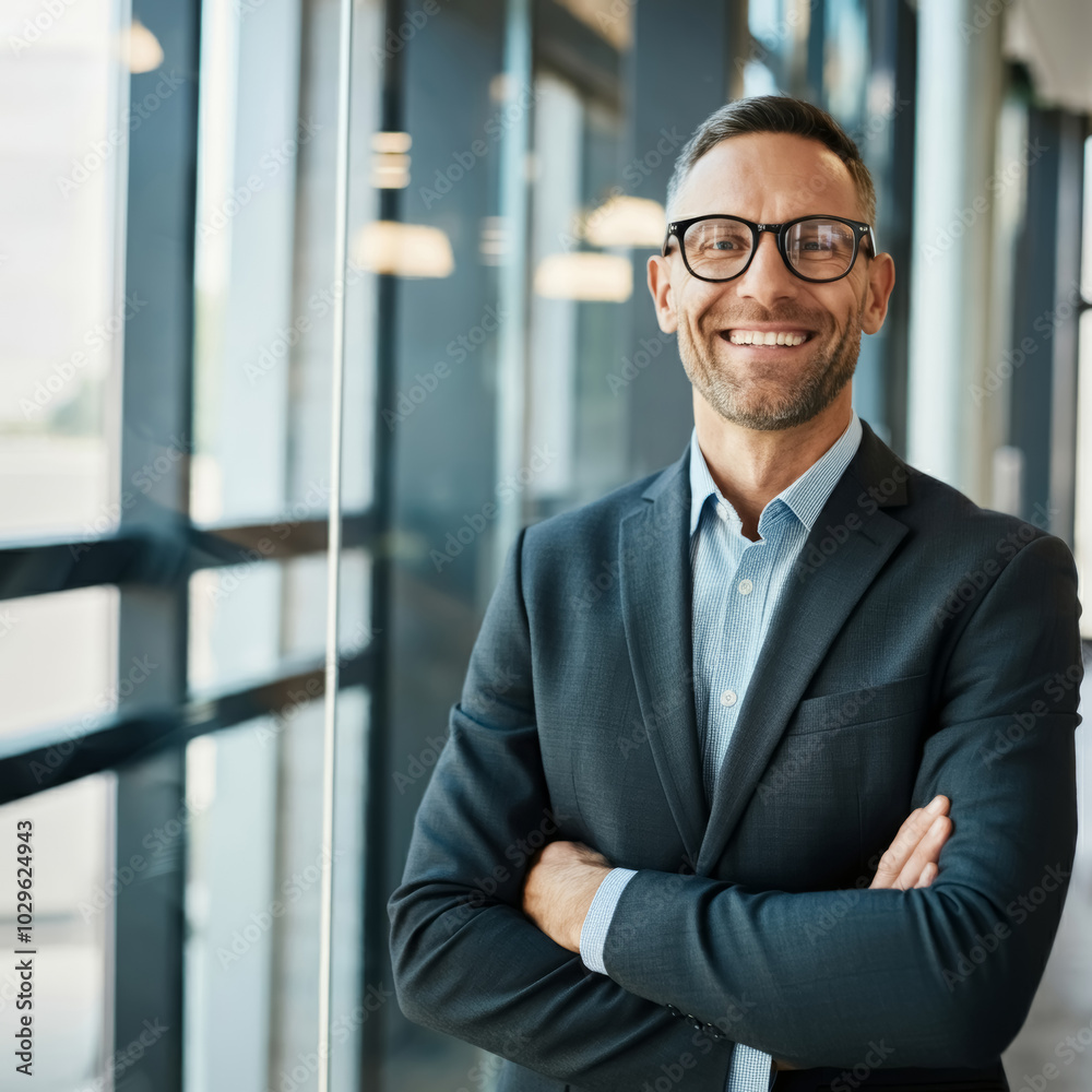 Happy smiling male ceo manager at office space, possibly real estate, lawyer, marketing. Happy smiling male ceo manager at office space, possibly real estate, lawyer, marketing.