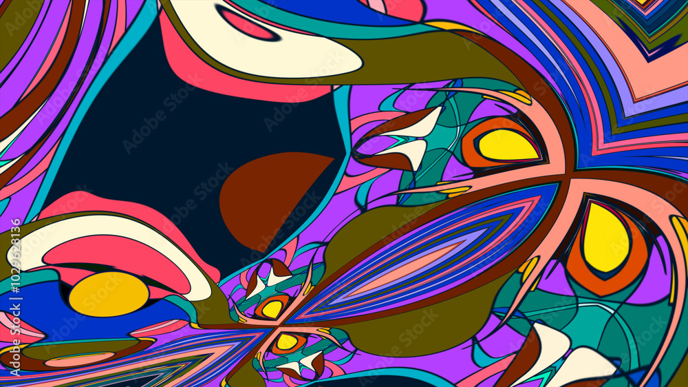 Fototapeta premium Abstract colorful fluid psychedelic background for Summer Music 2025