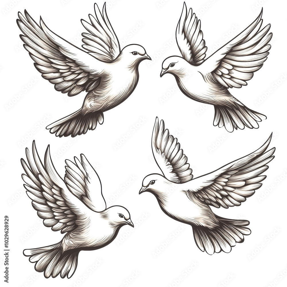 Obraz premium Dove Tattoos Representing Peace and Love