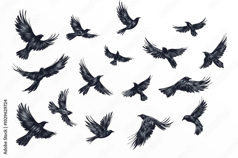 Obraz premium Birds Flying Out of Feathers, Tattoo Art
