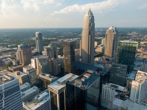 Canvas Print Downtown Charlotte city skyline of skyscrapers, Charlotte, North Carolina, United States