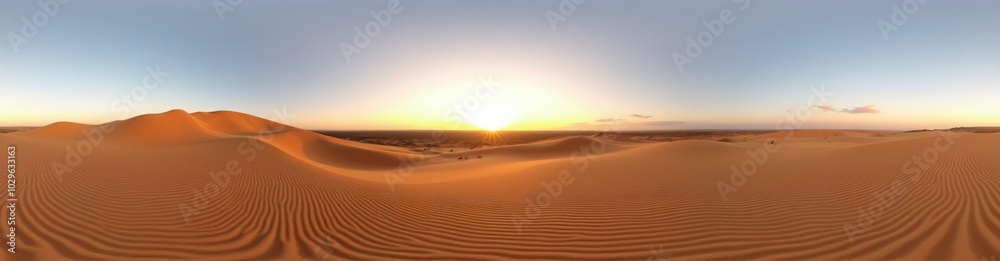 Fototapeta premium 360 degree Desert Dunes at Sunrise, 360 degree photo. HDRI spherical panorama.