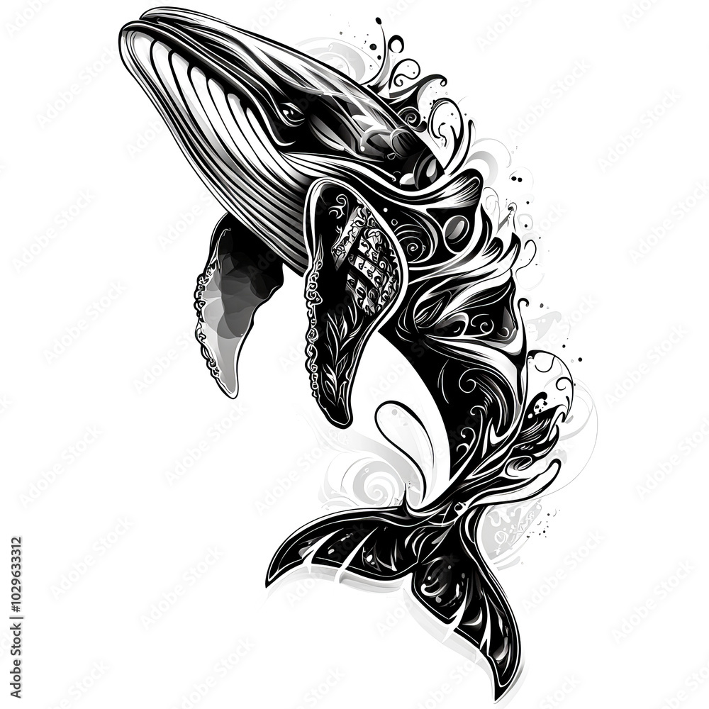 Obraz premium Strength and Vastness in Whale Tattoos