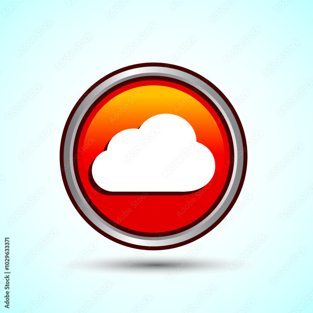Cloud Icon Design Illustration, Weather Icon Sign, Orange Color Round Button Design Cloud Icon Design Illustration, Weather Icon Sign, Orange Color Round Button Design