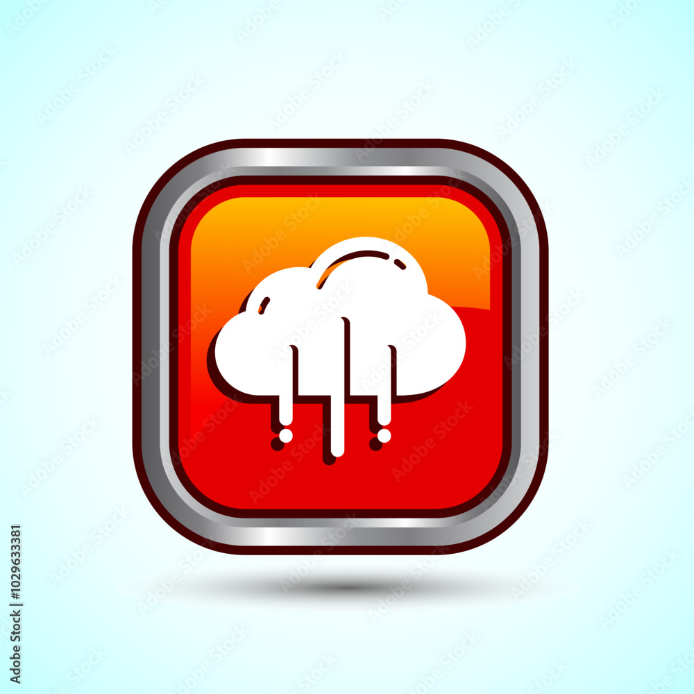 Cloud Icon Design Illustration, Weather Icon Sign, Orange Color Square Button Design Cloud Icon Design Illustration, Weather Icon Sign, Orange Color Square Button Design