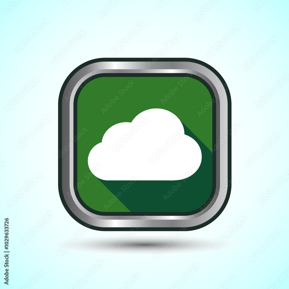 Cloud Icon Design Illustration, Weather Icon Sign, Green Shadow Button Design Cloud Icon Design Illustration, Weather Icon Sign, Green Shadow Button Design