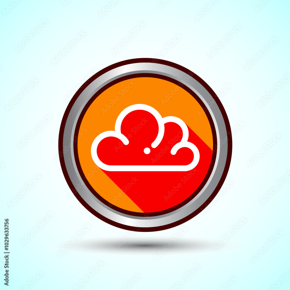 Cloud Icon Design Illustration, Weather Icon Sign, Orange Shadow Button Design Cloud Icon Design Illustration, Weather Icon Sign, Orange Shadow Button Design
