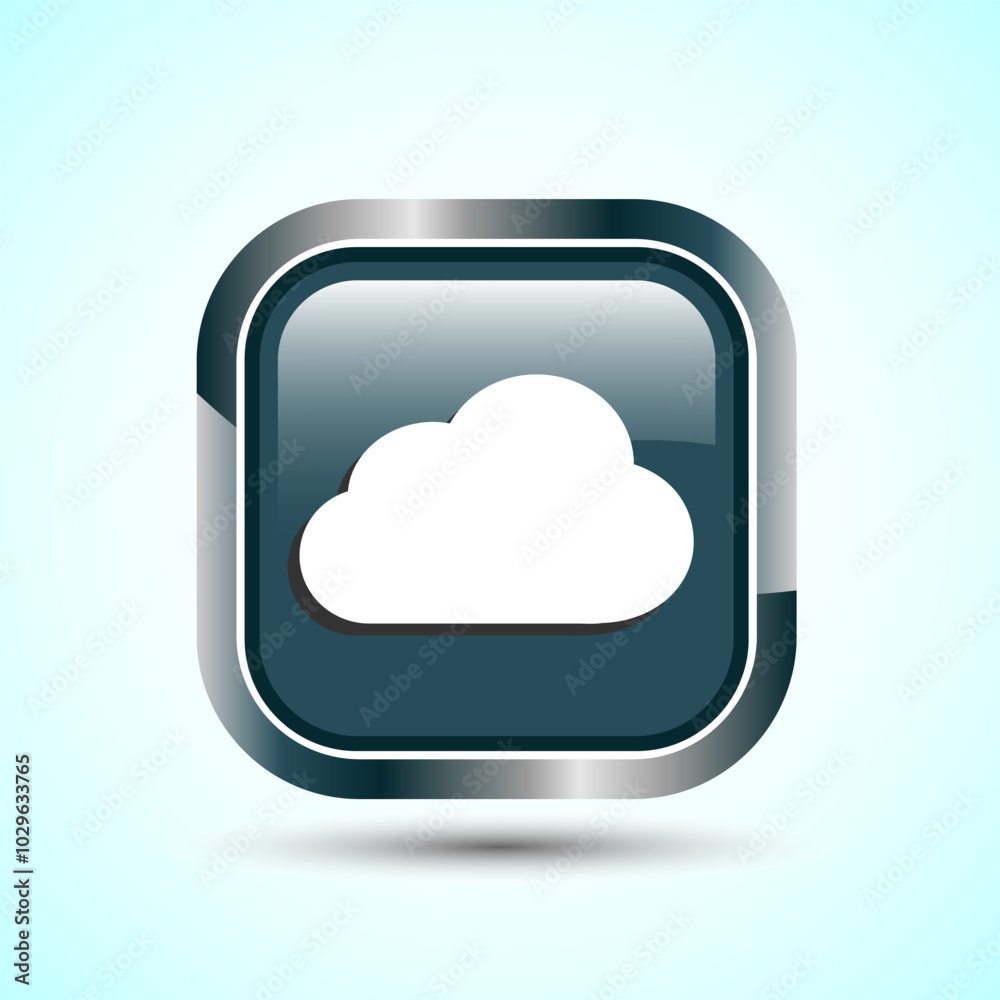 Cloud Icon Design Illustration, Weather Icon Sign, Gray Color Square Button Design Cloud Icon Design Illustration, Weather Icon Sign, Gray Color Square Button Design