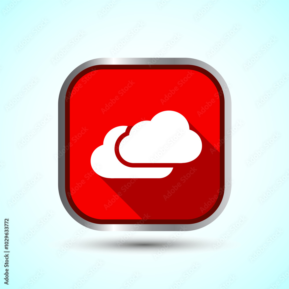 Cloud Icon Design Illustration, Weather Icon Sign, Red Shadow Button Design Cloud Icon Design Illustration, Weather Icon Sign, Red Shadow Button Design