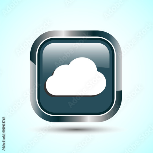 Cloud Icon Design Illustration, Weather Icon Sign, Gray Color Square Button Design