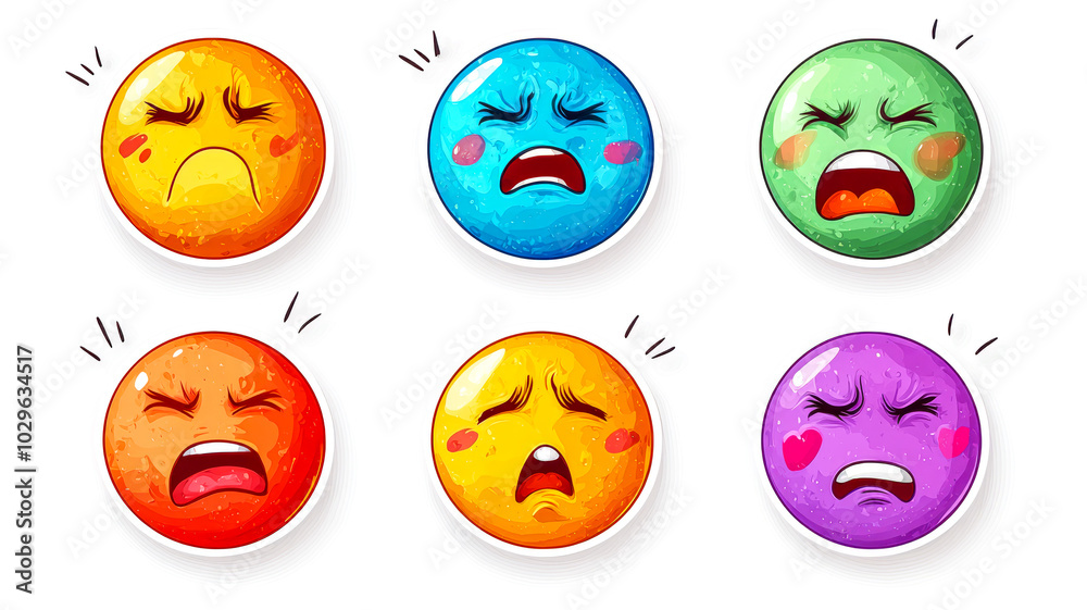 Colorful Emoji Faces - Expressive Emoticon Icons Colorful Emoji Faces - Expressive Emoticon Icons