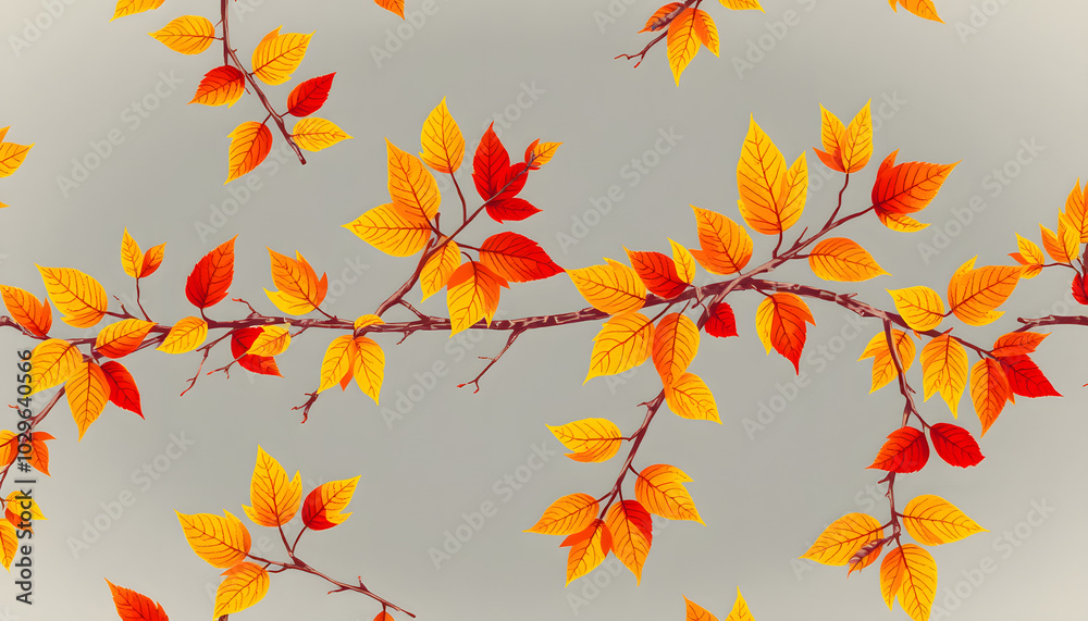 Autumn seamless pattern with branches of rowan isolated with white highlights, png Autumn seamless pattern with branches of rowan isolated with white highlights, png