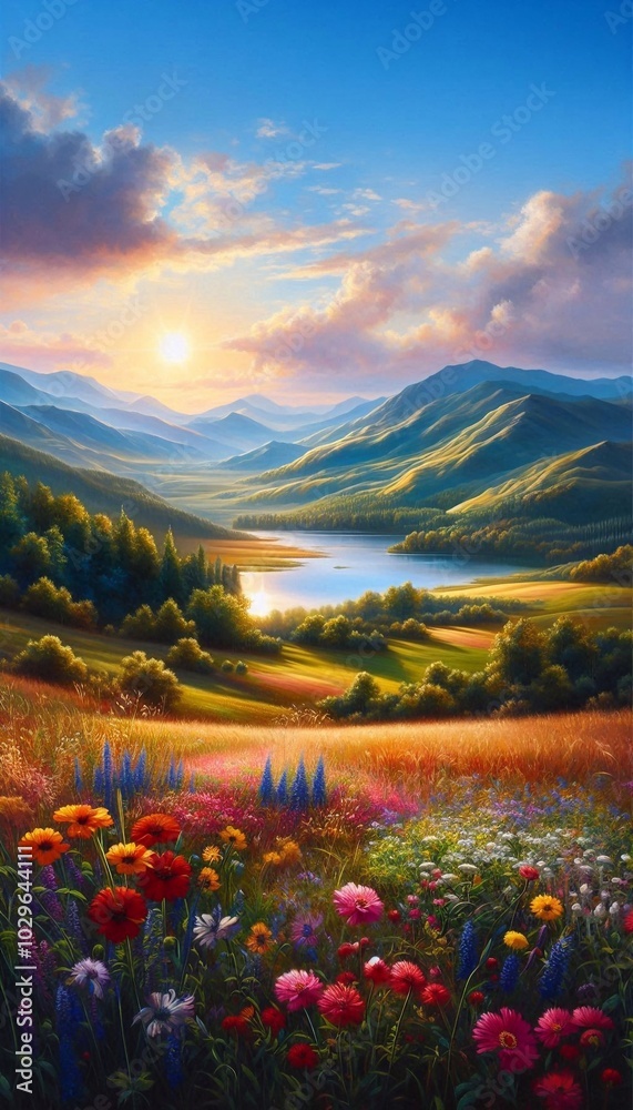 Ölgemälde wunderschöne Landschaft