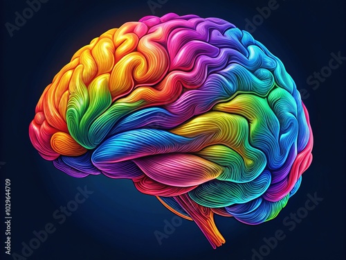 Brain or Mind Side View Line Art Color Vector Icon for Medical Apps and Websites, Ideal for Health, Psychology, and Neuroscience Projects photo