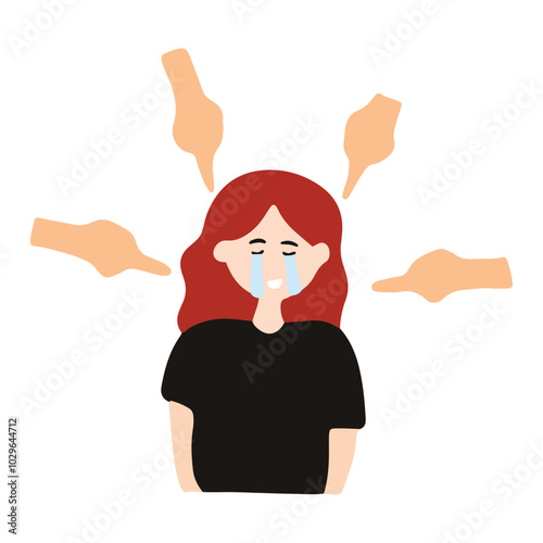 woman depression character illustration design. sad, anxiety, ilness, alone. sad woman character illustration design. Women with mental health problems. Stress and loneliness. Vector illustration.