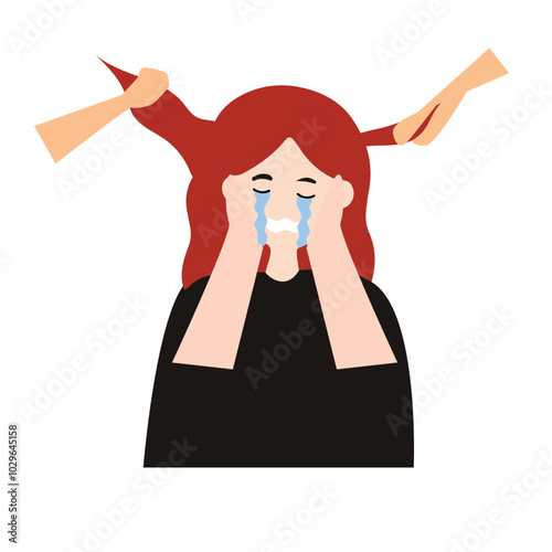 woman depression character illustration design. sad, anxiety, ilness, alone. sad woman character illustration design. Women with mental health problems. Stress and loneliness. Vector illustration.