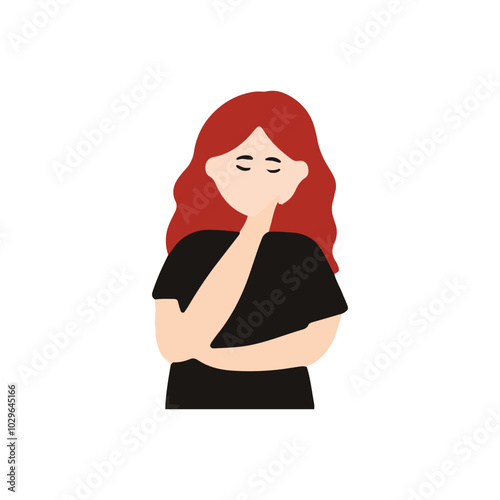 woman depression character illustration design. sad, anxiety, ilness, alone. sad woman character illustration design. Women with mental health problems. Stress and loneliness. Vector illustration. photo