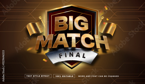 Golden big match final with golden shield and flag text effect editable