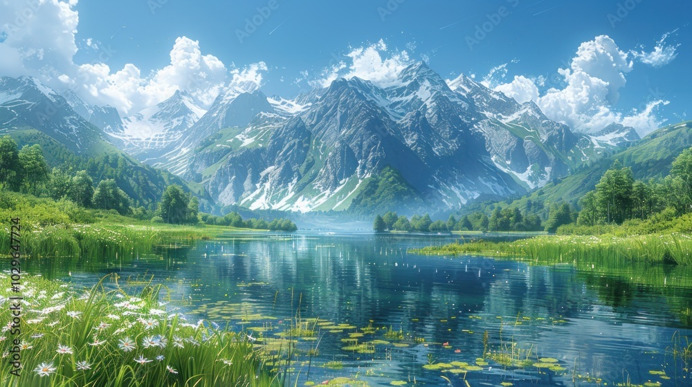 Fototapeta premium Serene Mountain Lake