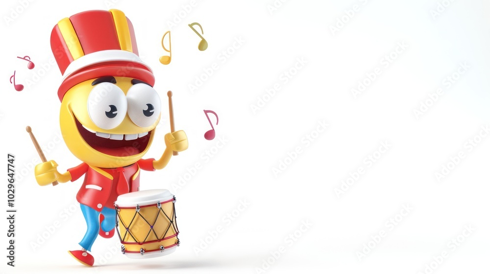 Naklejka premium Happy Drumming Emoticon