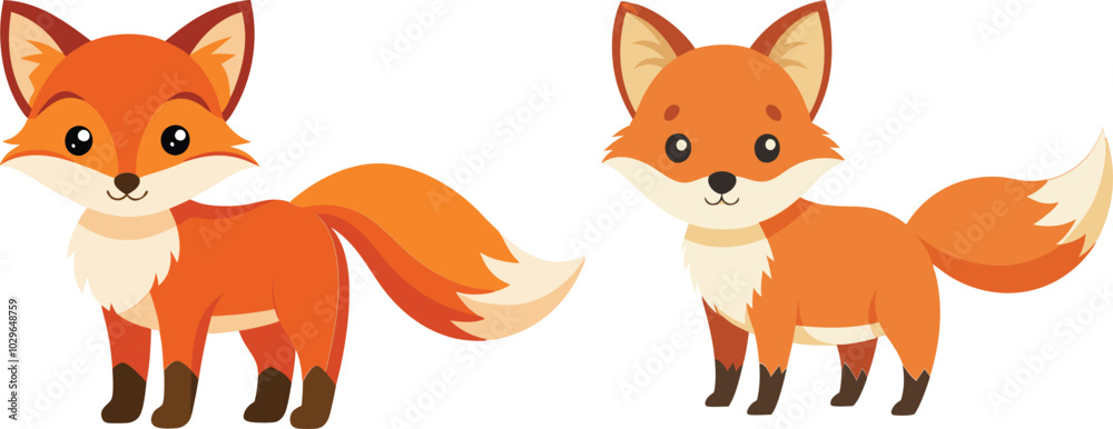 Fototapeta premium Baby Fox Animal isolated flat vector illustration.
