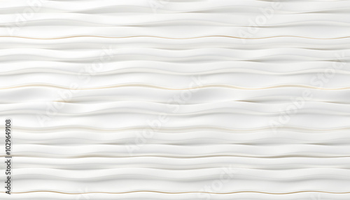 soft white wave pattern background with seamless horizontal wave wall texture. trendy ripple wallpaper interior decoration. Seamless 3d geometry isolated with white highlights, png