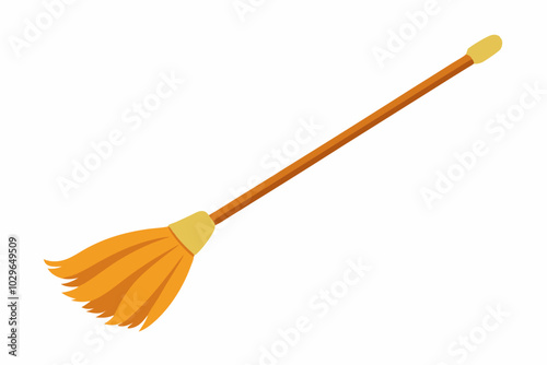Broom-isolated white background vector art illustration