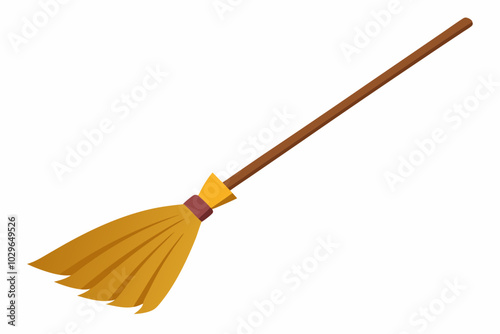 Broom-isolated white background vector art illustration