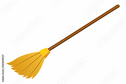 Broom-isolated white background vector art illustration